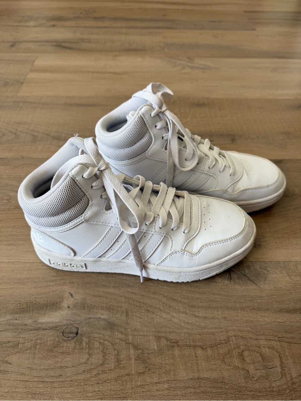 Adidas Hoops 3.0 Mid Cloud White High Top Sneakers - Size US 6 (EU 37.5) - Picture 3 of 5